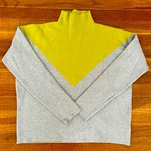 Chartreuse and grey mock neck Cynthia Rowley sweater